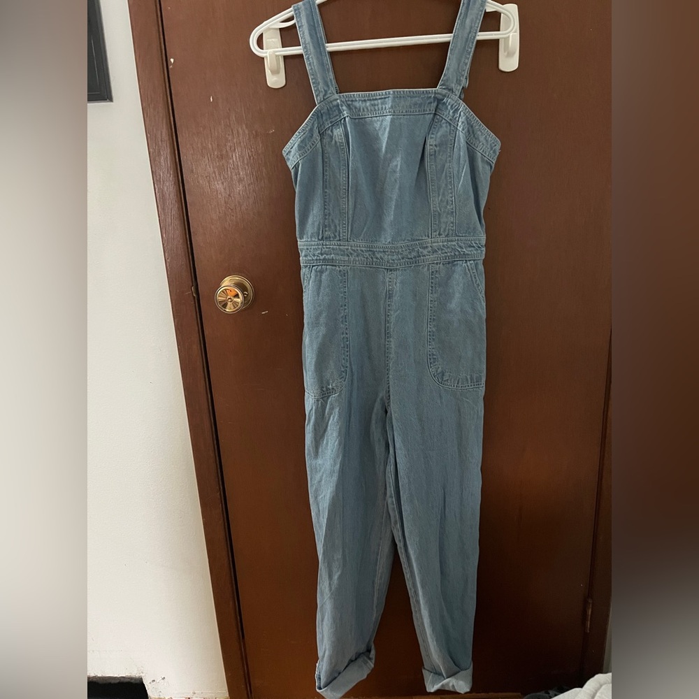 Womens light wash overalls